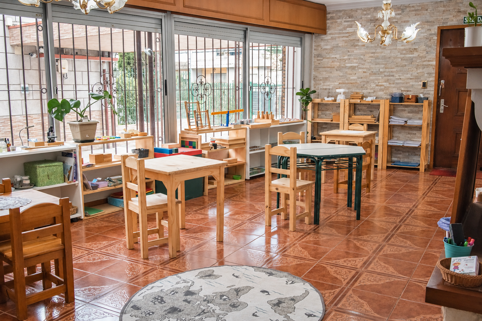 Ambiente real de D’amore con mesas y materiales Montessori